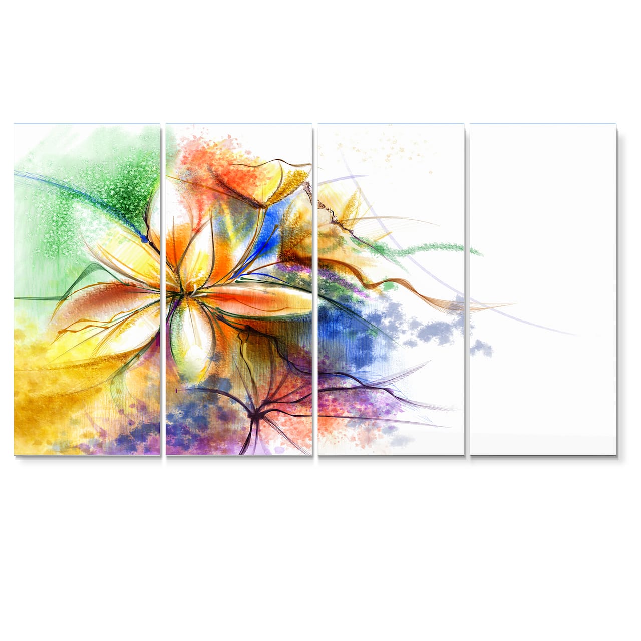 Designart - Abstract Multi color Flower Fusion - Large Flower Canvas Wall Art